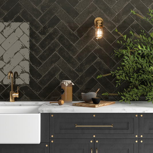 Alma Negro Porcelain Tile 10 x 30cm-Delforno