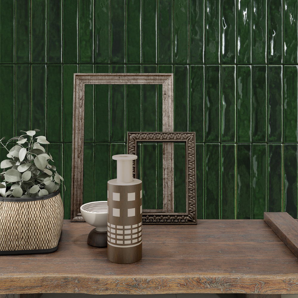 Saona Green Ceramic Tile 5 x 25cm-Delforno