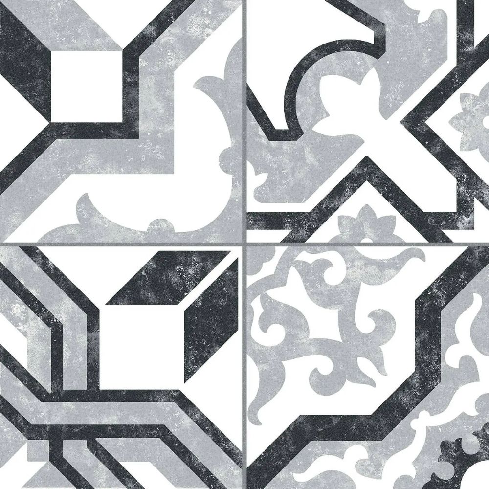 Borne Grey Patchwork Porcelain Tiles 25 x 25cm-Delforno