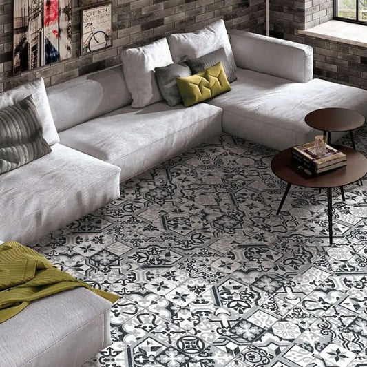Borne Grey Patchwork Porcelain Tiles 25 x 25cm-Delforno