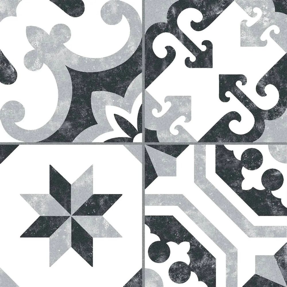 Borne Grey Patchwork Porcelain Tiles 25 x 25cm-Delforno