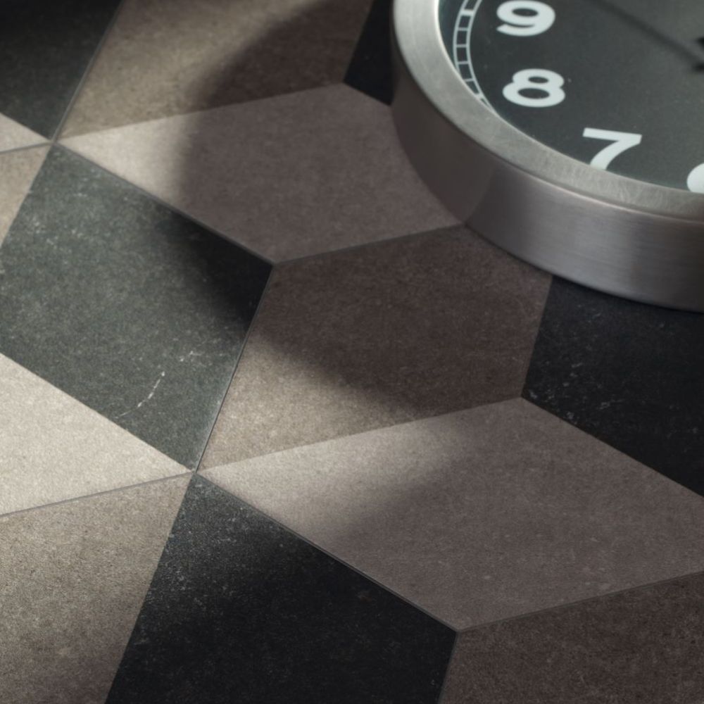 Traffic 3D Grey Hexagon Porcelain Tile 25x25cm-Delforno