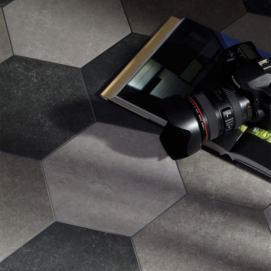 Traffic Grey Hex Porcelain Tile 25 x 25cm-Delforno