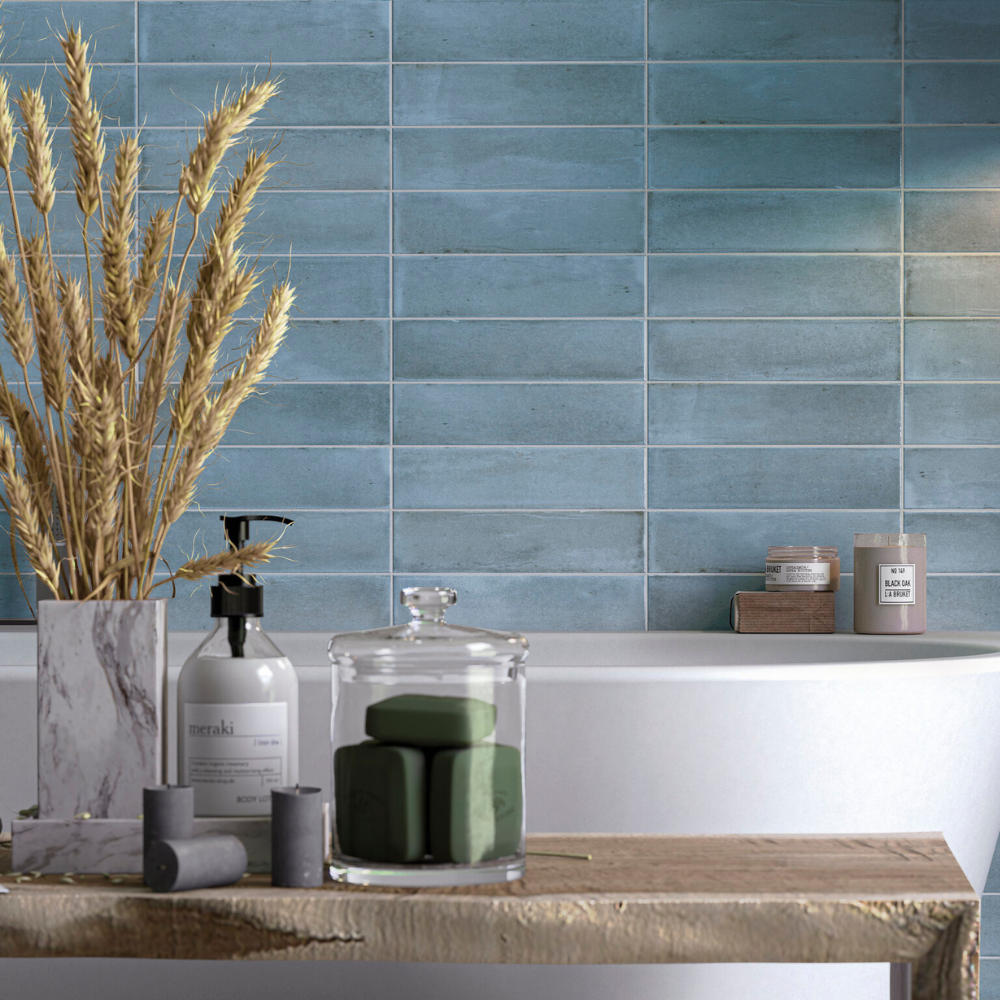 Nala Aqua Porcelain Tile 6 x 24.6cm-Delforno