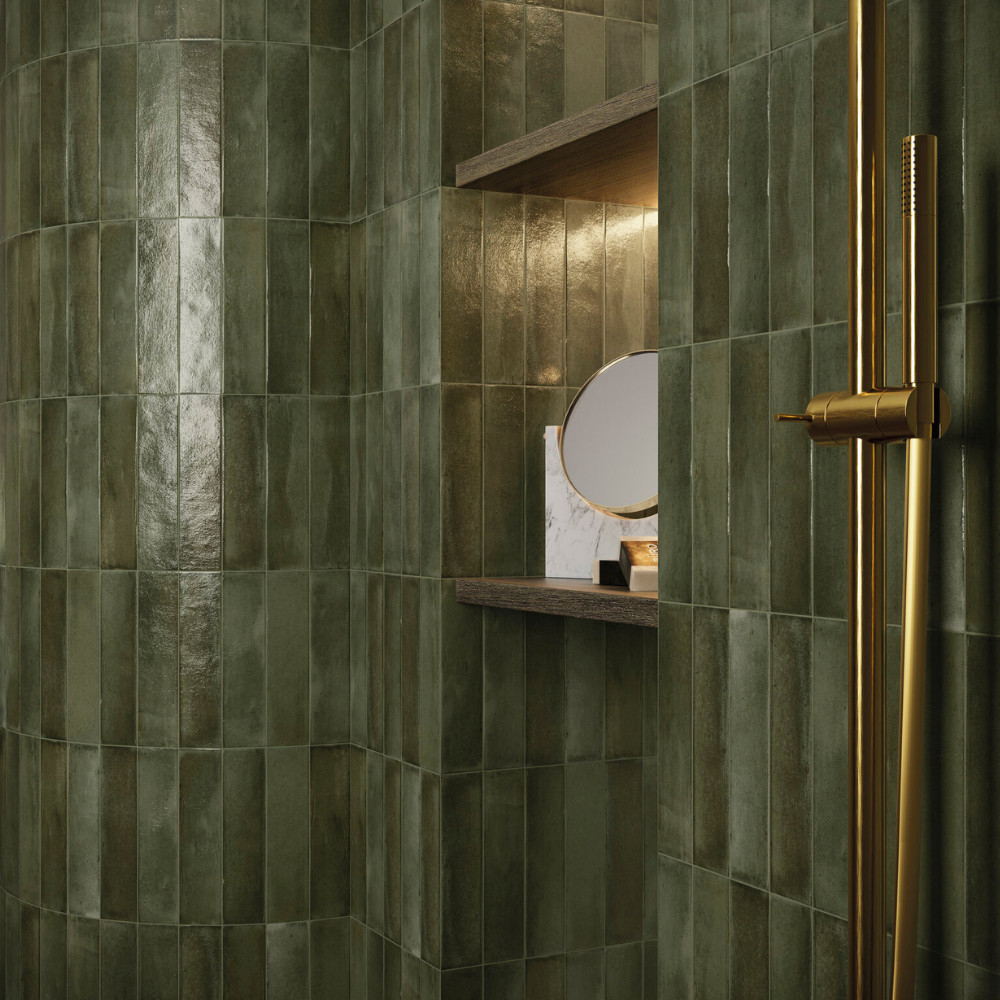 Nala Green Porcelain Tile 6 x 24.6cm-Delforno