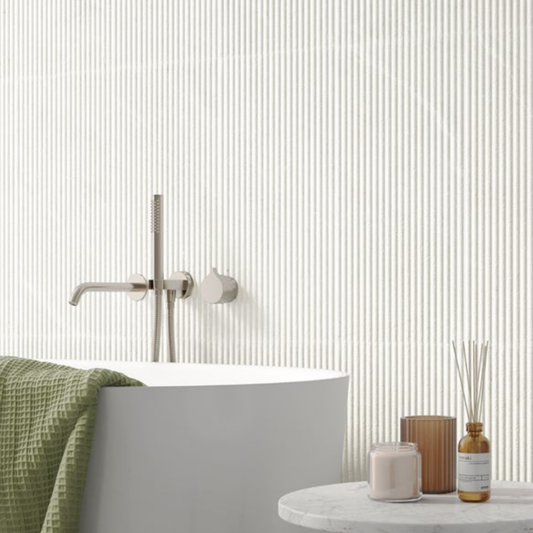 Dhara White Decor Matt Porcelain Tile 29.52 x 59.52cm-Delforno