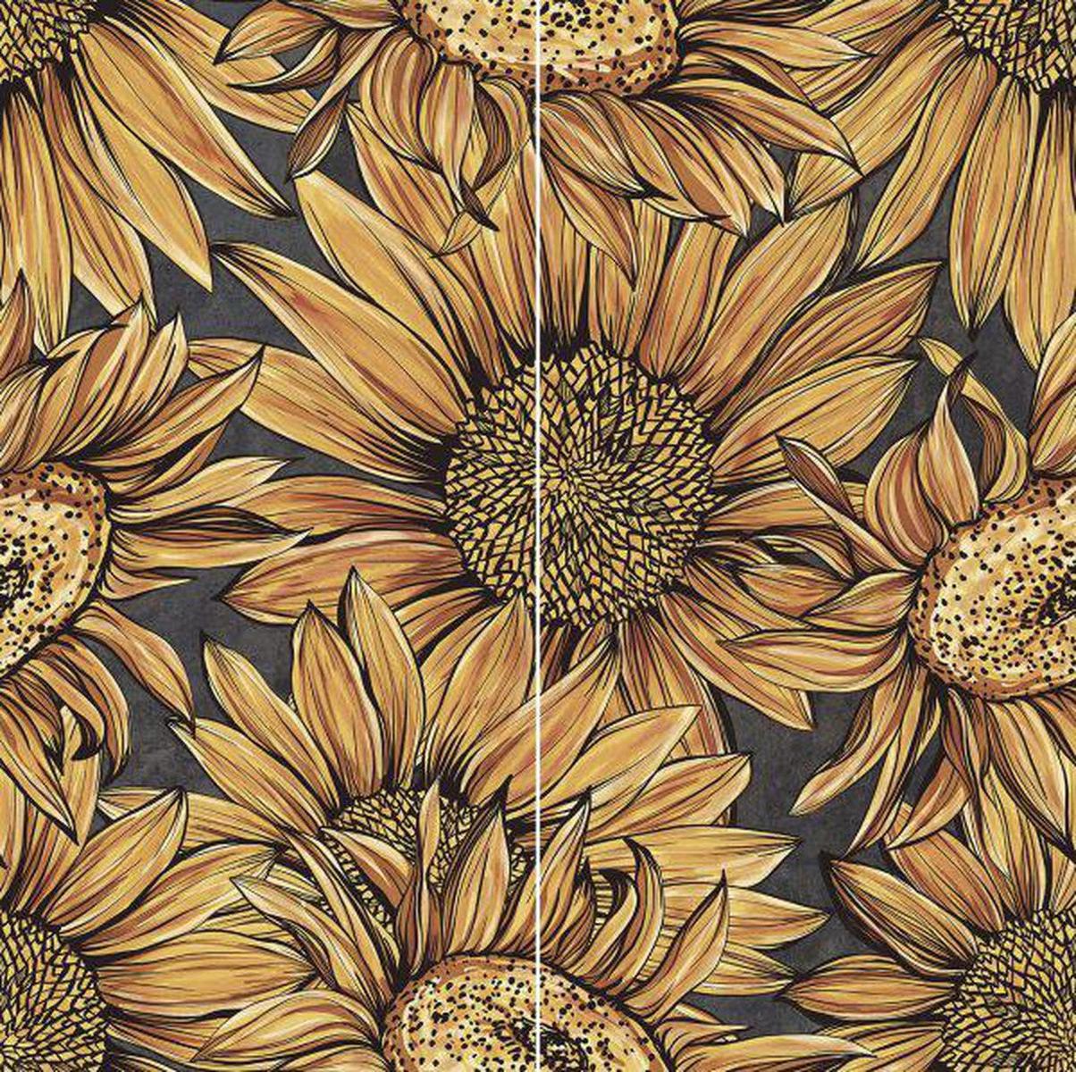 Botanicals Golden Flower Porcelain Tiles 100 x 50cm-Delforno
