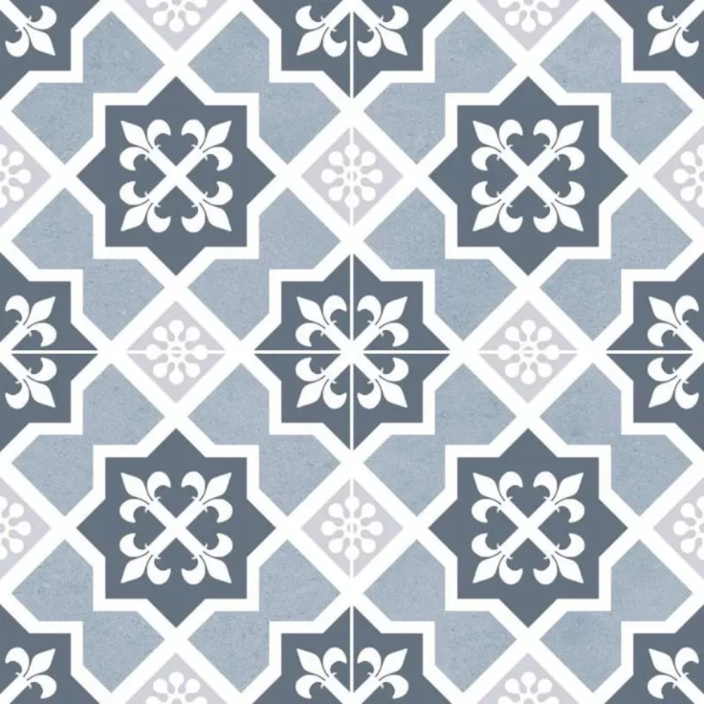 Lester Blue Pattern Porcelain Tile 45 x 45cm-Delforno