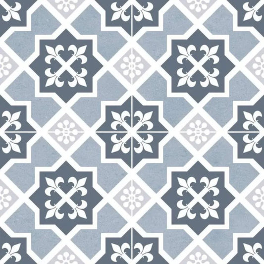 Lester Blue Pattern Porcelain Tile 45 x 45cm-Delforno
