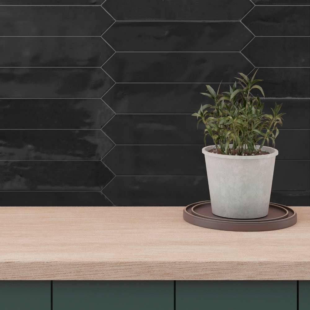 Tribeca Picket Black Ceramic Tile 6.5 x 33.2cm-Delforno