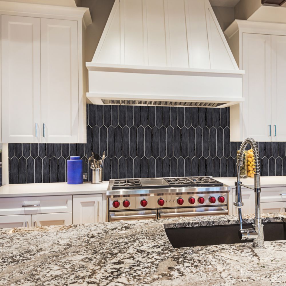 Tribeca Picket Black Ceramic Tile 6.5 x 33.2cm-Delforno
