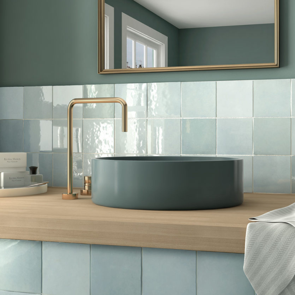 Artisan Aqua Ceramic Tile 13.2 x 13.2cm-Delforno