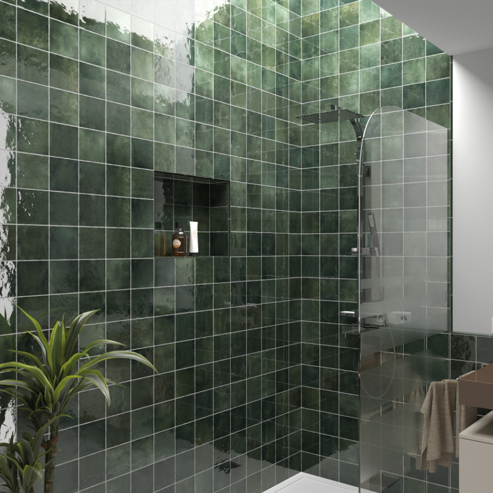 Artisan Moss Green Ceramic Tile 13.2 x 13.2cm-Delforno