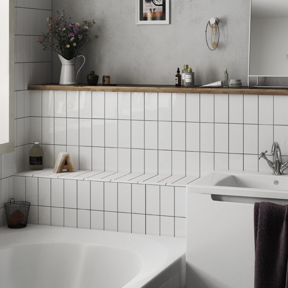 Evolution Blanco Brillo Ceramic Tile 7.5 x 15cm-Delforno