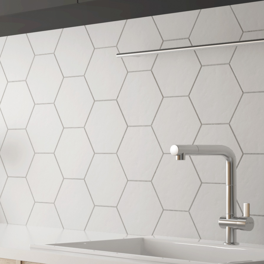 Hexatile Blanco Matt Porcelain Tile 17.2 x 20cm-Delforno