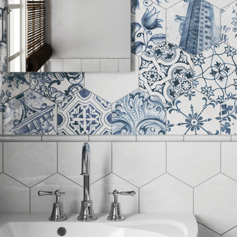 Hexatile Blanco Matt Porcelain Tile 17.2 x 20cm-Delforno