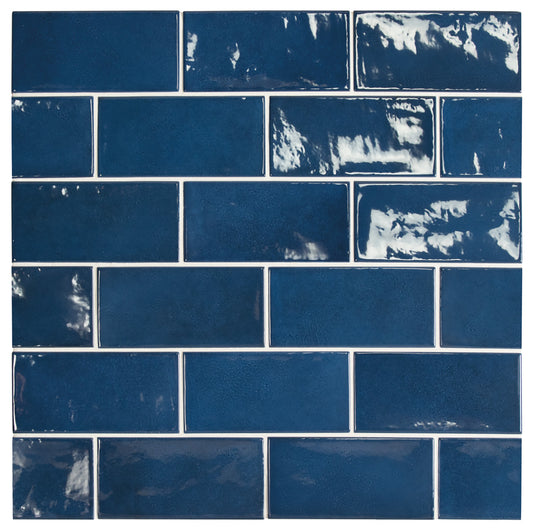 Village Royal Blue Ceramic Tile 6.5 x 13.2cm-Delforno