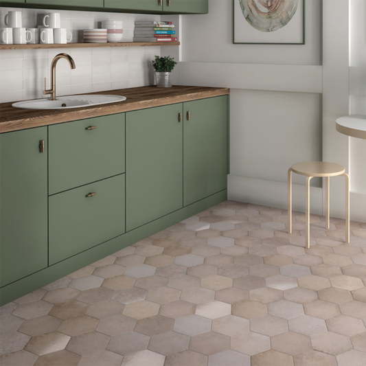 Heritage Rose Hexagon Porcelain Tile 17.5 x 20cm-Delforno