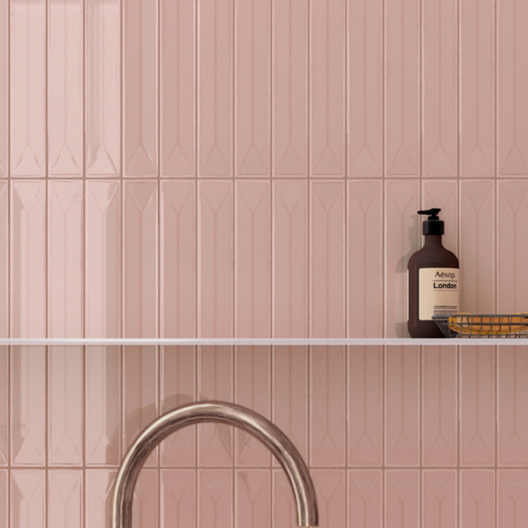 Vitral Axis Pink Ceramic Tile 5 x 40cm-Delforno