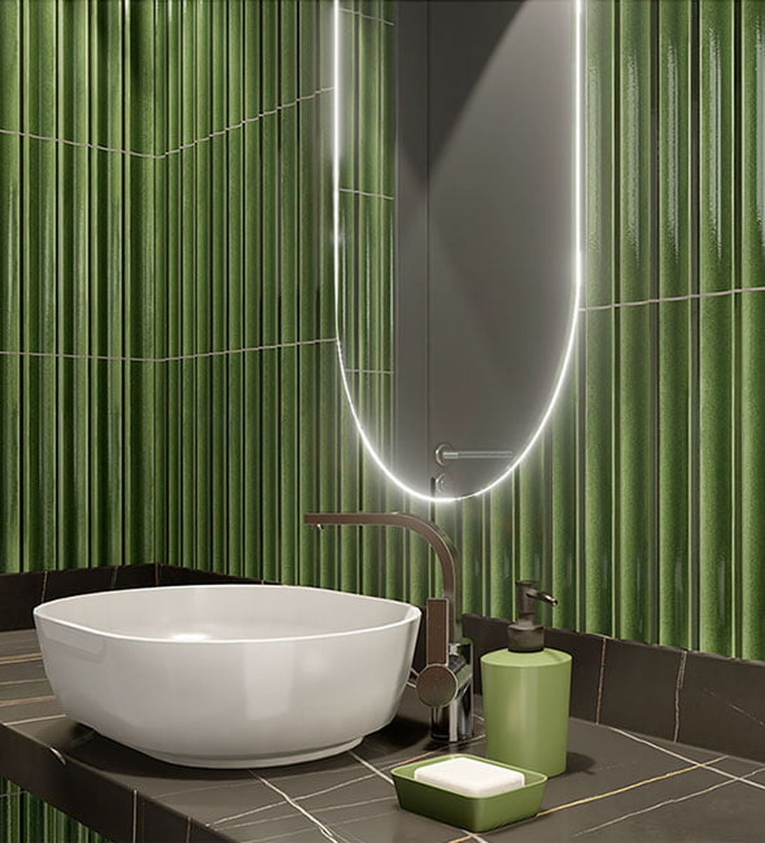 Design Collection Jazz Green Porcelain Tile 17x40cm-Delforno