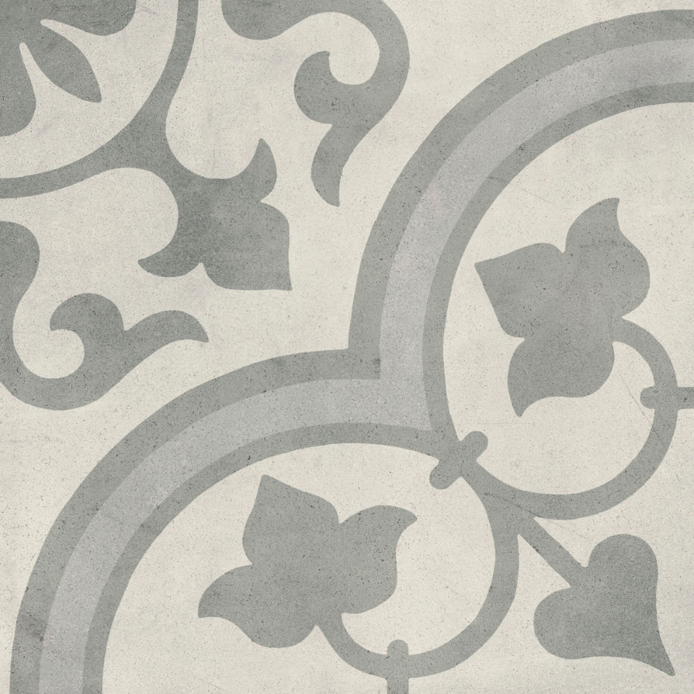 Cuban Silver Ornate Porcelain Tile 22.3 x 22.3cm-Delforno