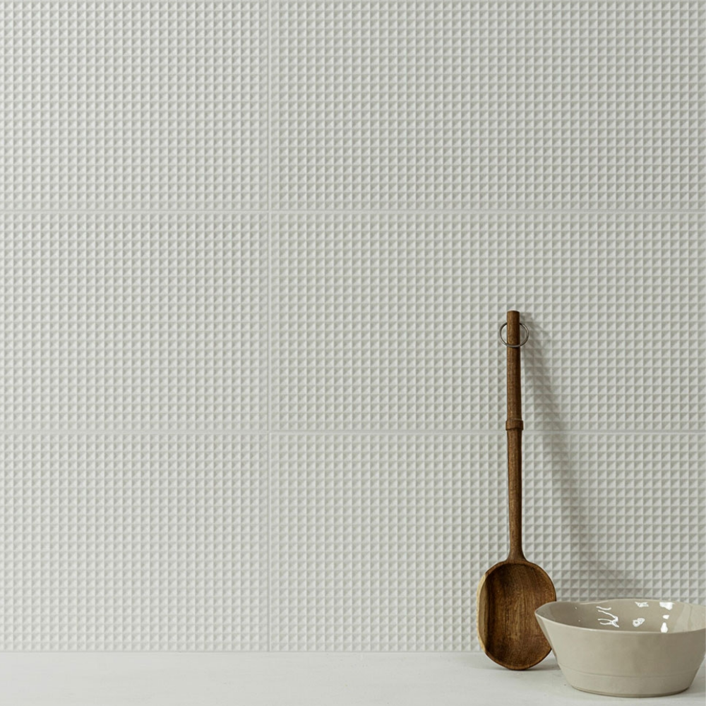 Pique Waffle White Ceramic Tile 20 x 40cm-Delforno