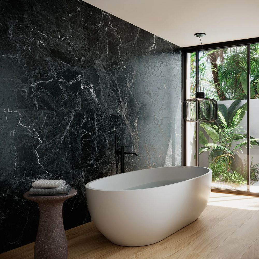 Slash Black Rectified Porcelain Tile 60 x 120cm-Delforno
