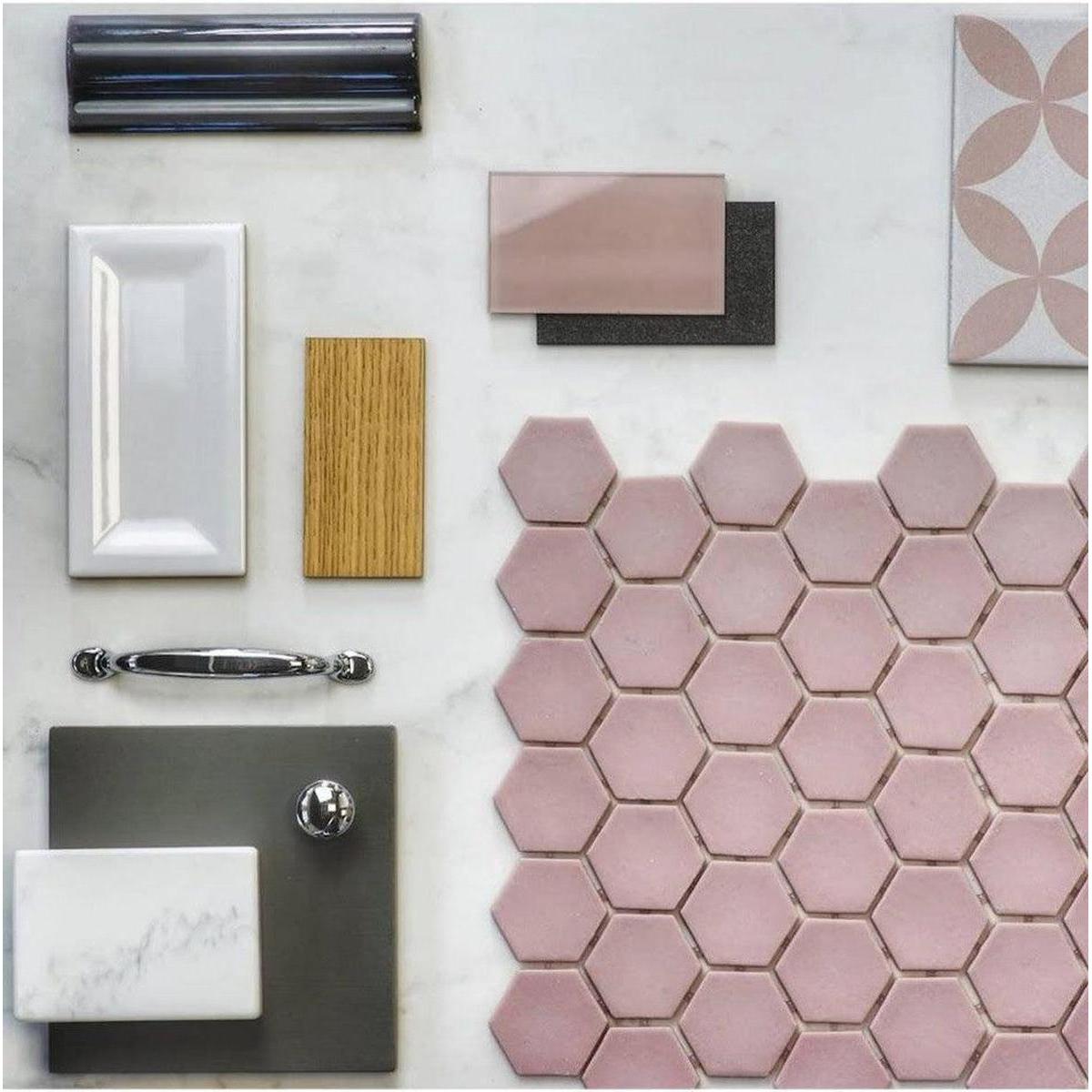 Mosaic Collection: Hex Matt Pink Mosaic Tile 31 x 29.3cm-Delforno Tiles & Timber-Delforno