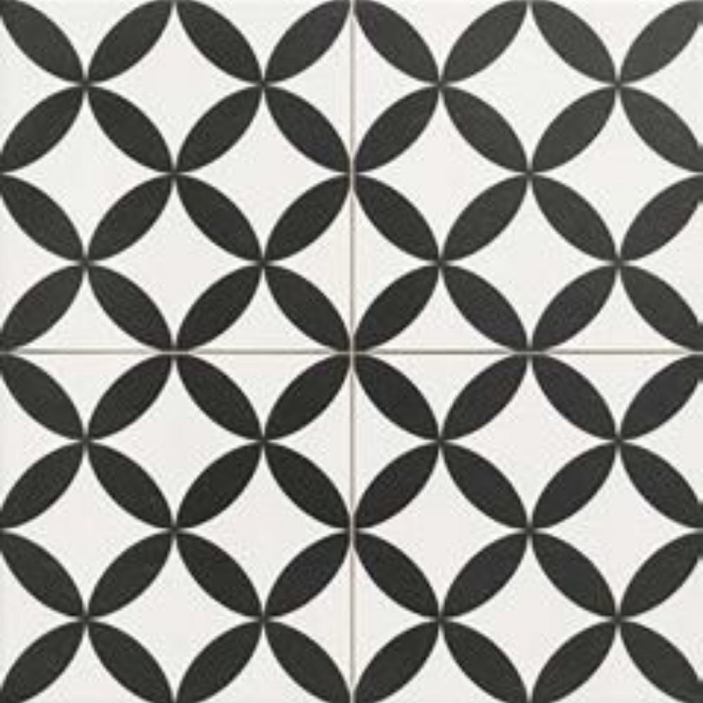 Circle Black Porcelain Tile 45 x 45cm-Delforno