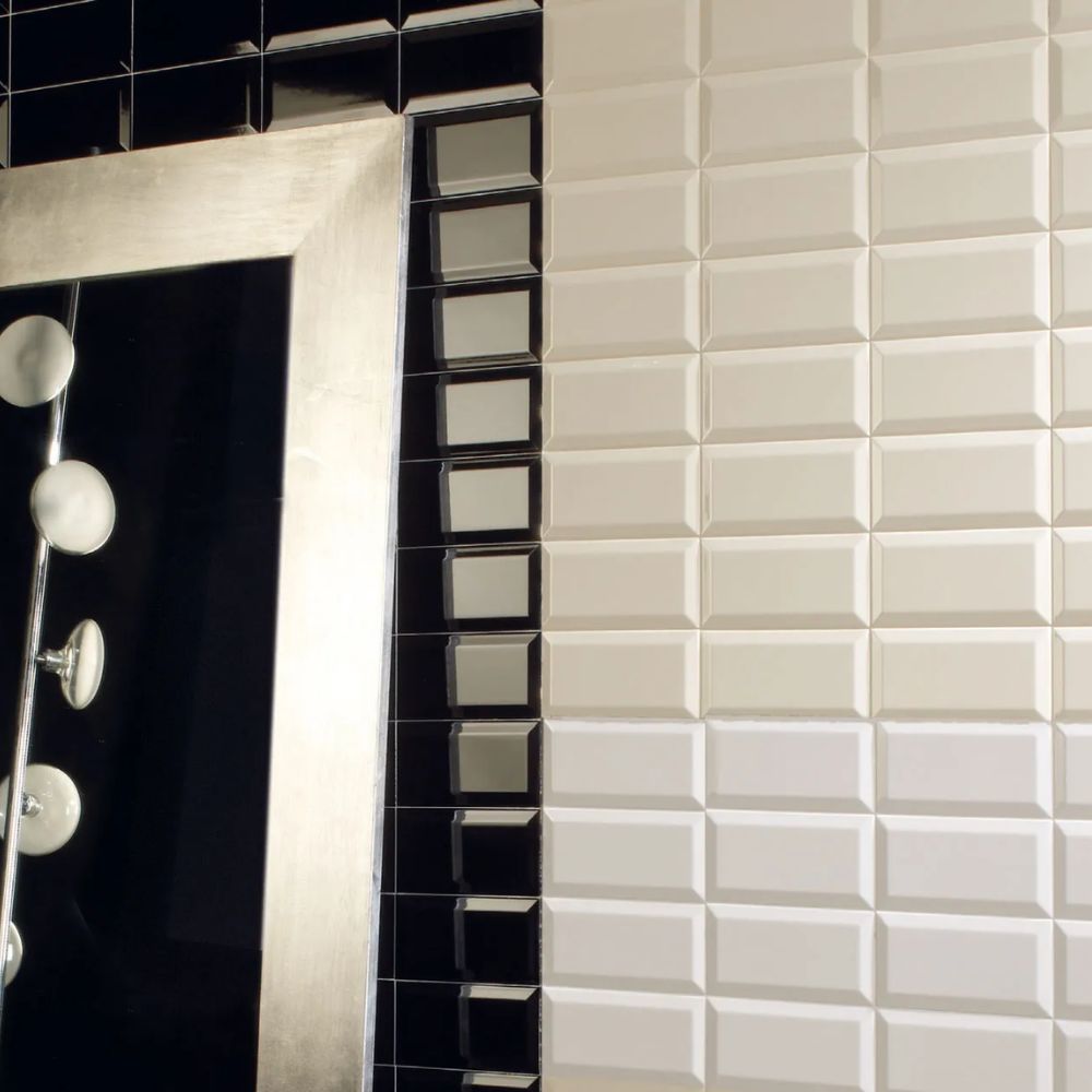 Bisel Blanco Brillo Gloss White Ceramic Tile 10 x 20cm-Delforno