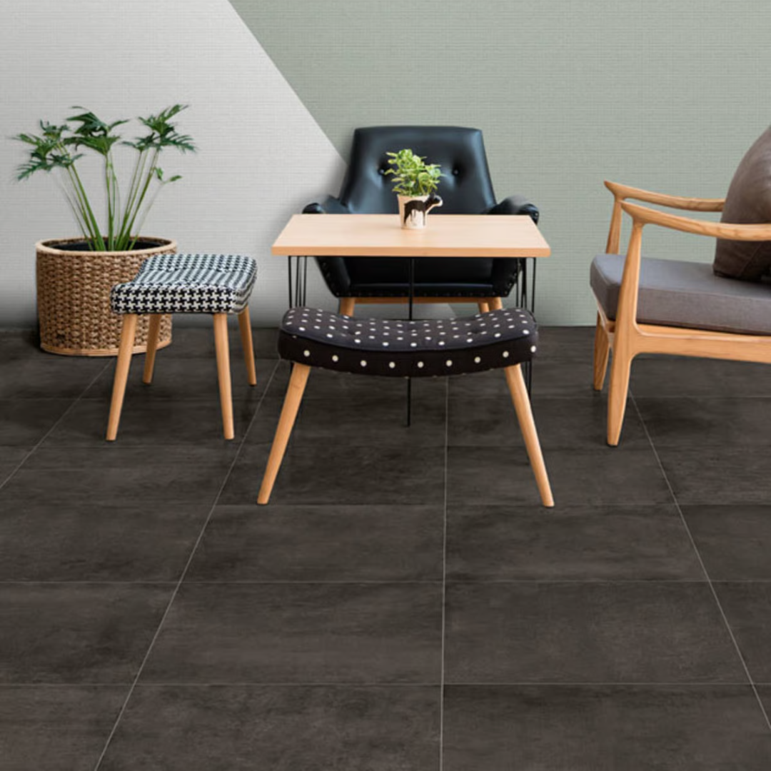 Bentonsil Concrete Dark Porcelain Tile 60 x 60cm