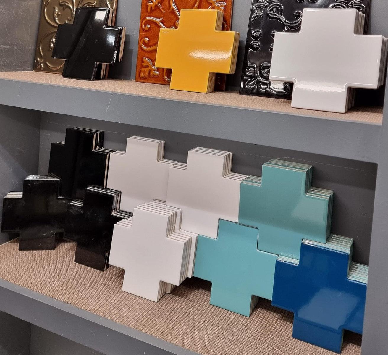 Shapes Collection Puzzle Teal Ceramic Tile 15 x 15cm-Delforno-Delforno