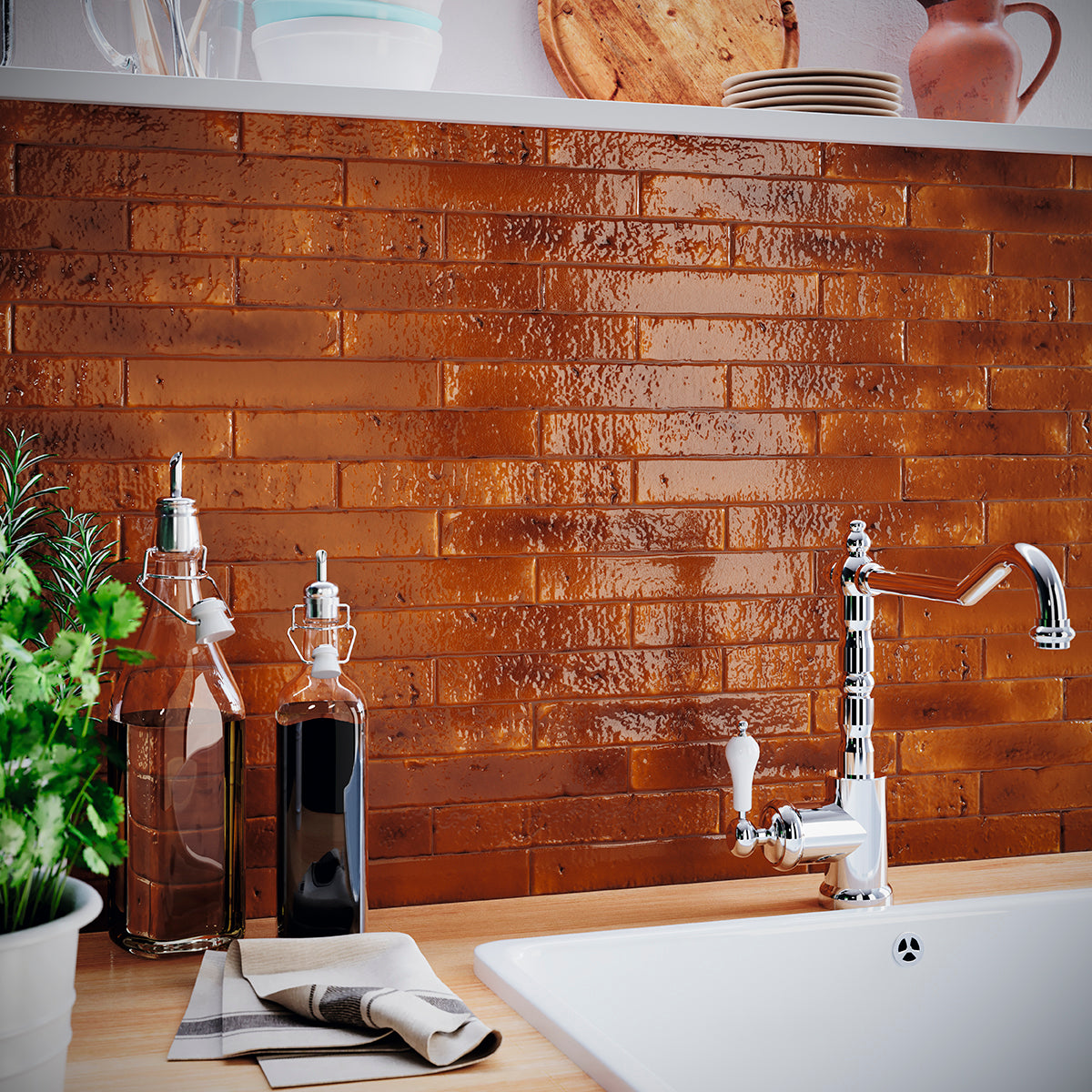 Small Format Honey Brick 3.8 x 23.5cm-Delforno