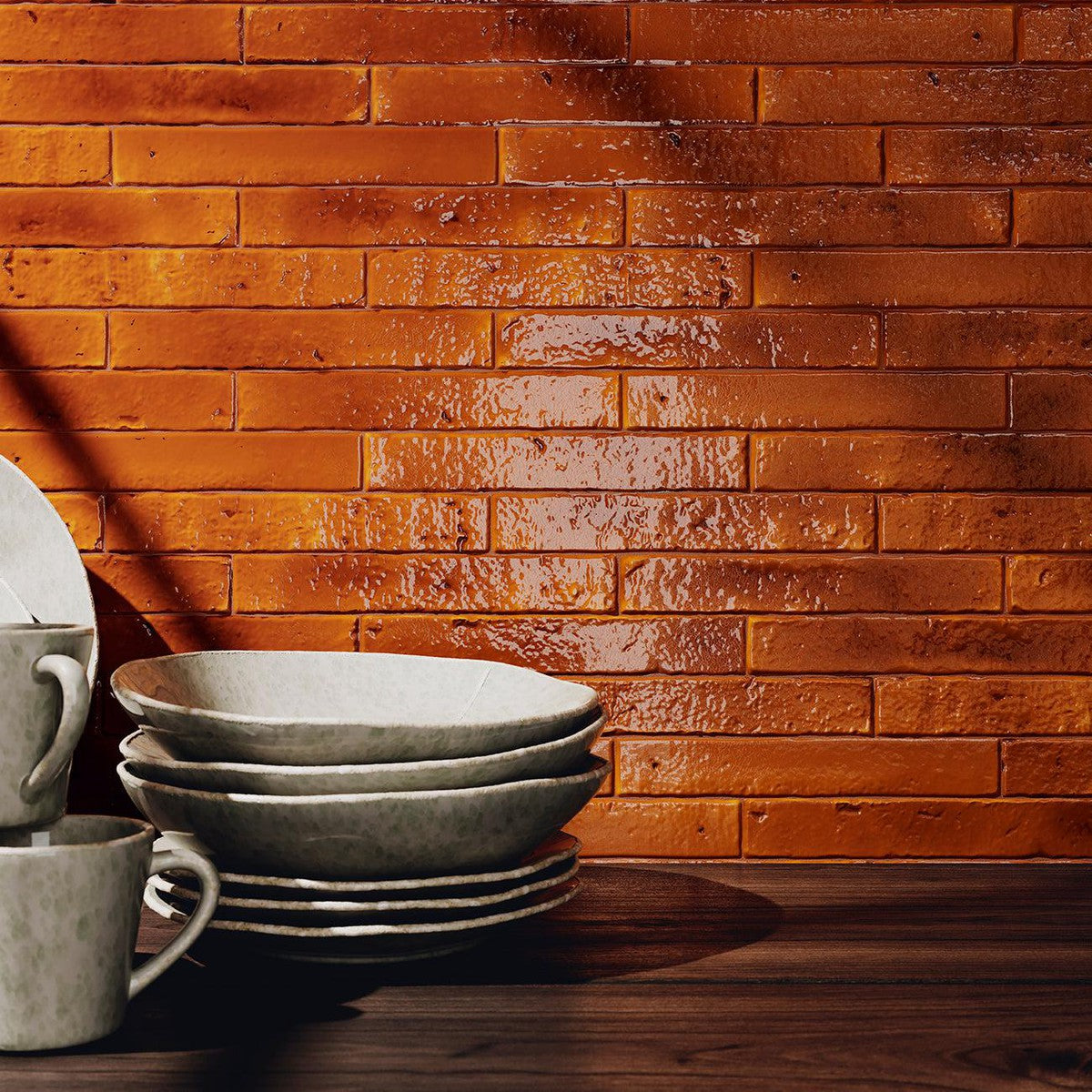 Small Format Honey Brick Porcelain Tiles 3.8 x 23.5cm-Delforno-Delforno