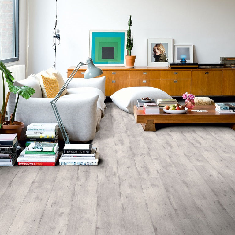 Concrete Wood Light Grey Laminate Wooden Flooring 137.87 x 19cm-Delforno