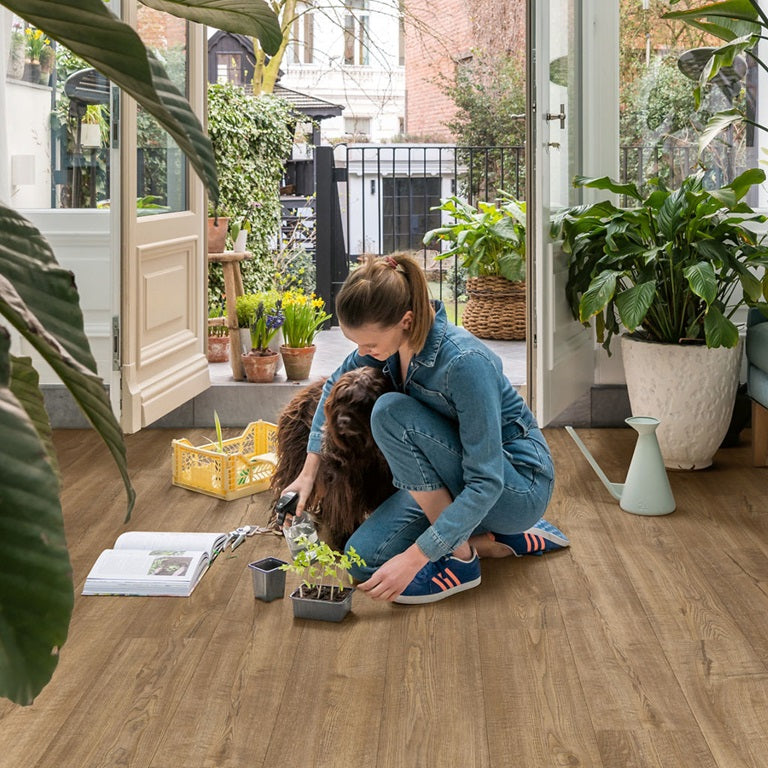 Scraped Oak Grey Brown Laminate Wooden Flooring 137.87 x 19cm-Delforno