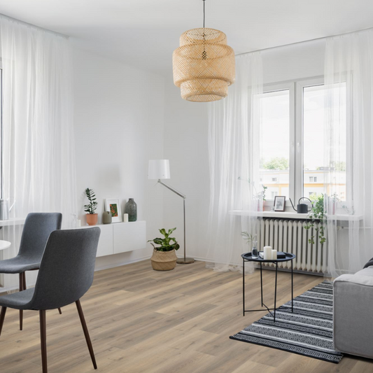 Greige Oak Laminate Wooden Flooring 19.6 x 121.5cm-Delforno