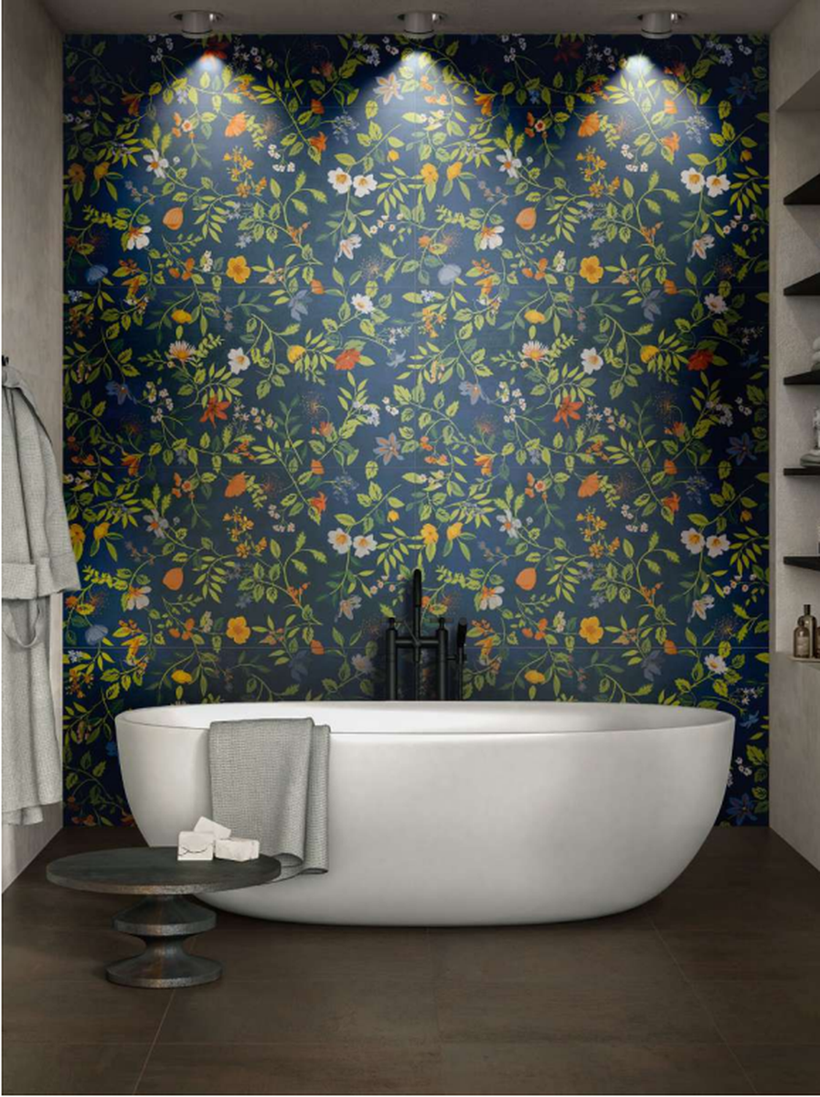 Wonderwall Botanicals Tiffany Blossom Azul Porcelain Tiles 60 x 120cm-Delforno-Delforno