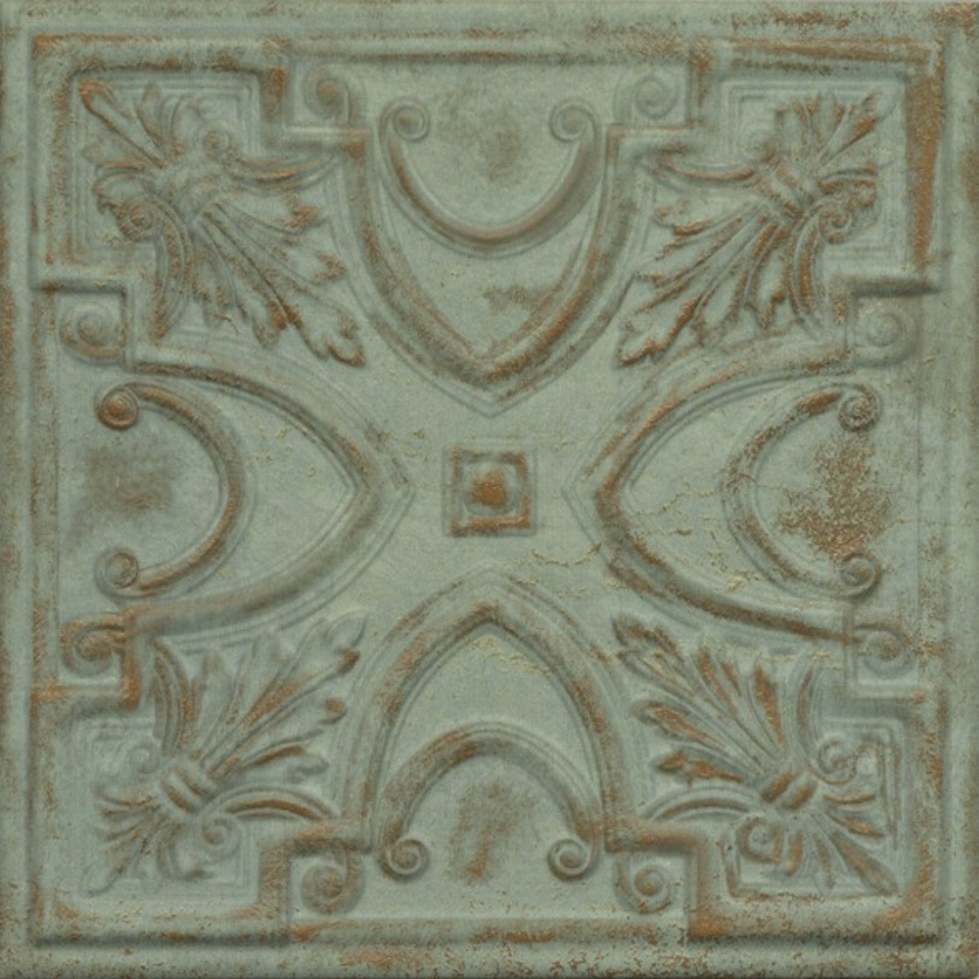 Gatsby Green Tin Ceramic Tile 20.1 x 20.1cm-Delforno