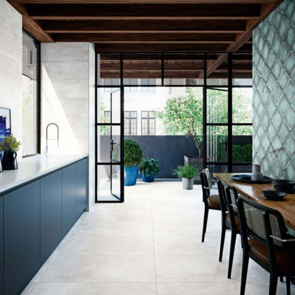 Metalic White Porcelain Tile 59.55 x 59.55cm-Delforno