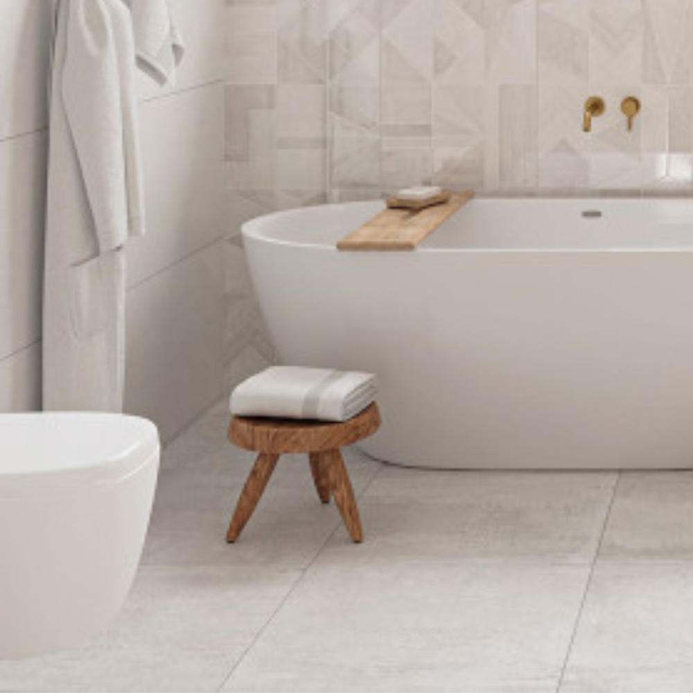 Metalic White Porcelain Tile 59.55 x 59.55cm-Delforno