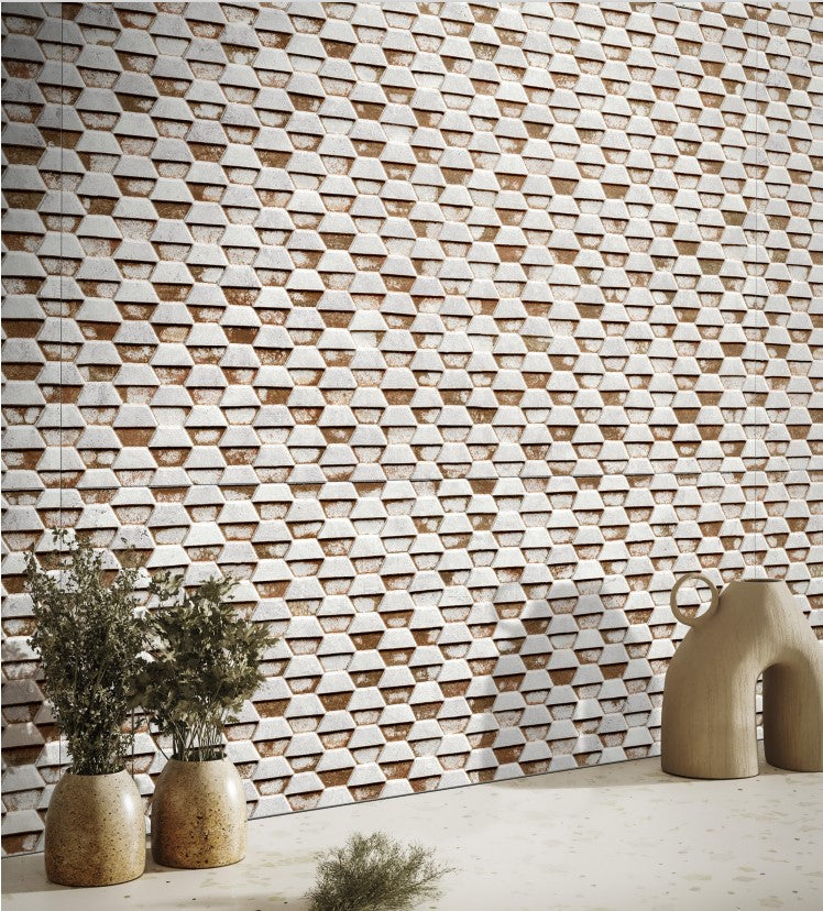 Steel White Stamping Natural Porcelain Tile 49.75 x 99.55cm