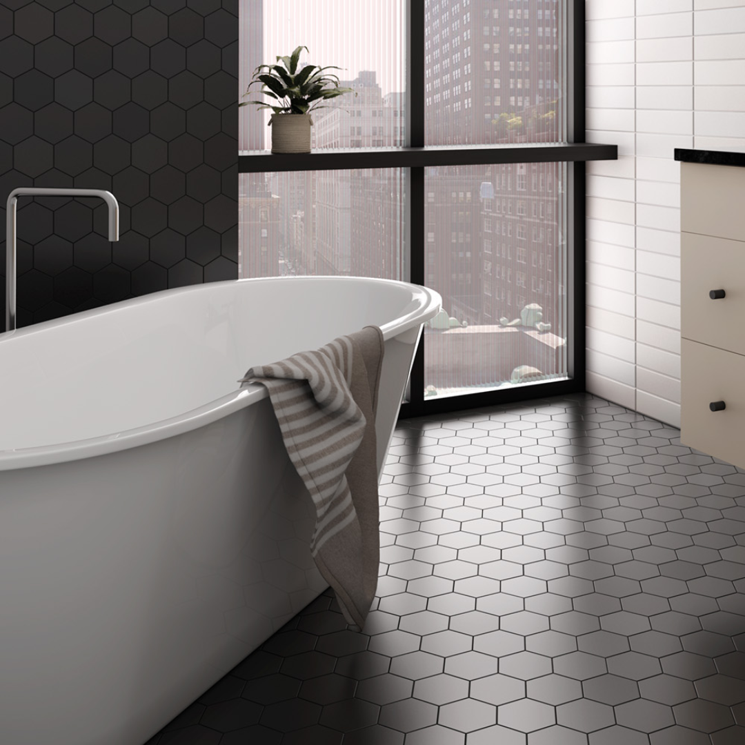 Kromatika Black Hexagon Porcelain Tile 11.6 x 10.1cm