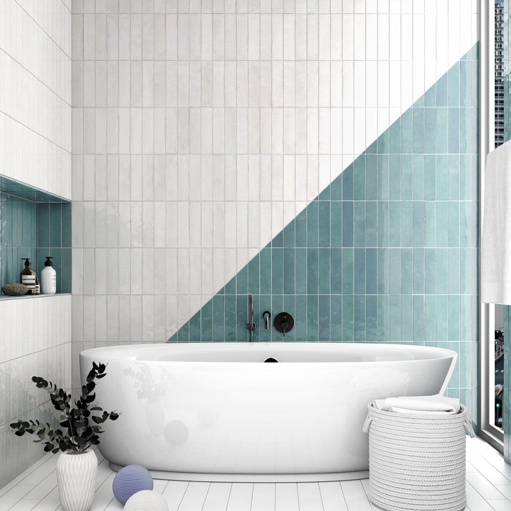 Tribeca Gypsum White Porcelain Tile 6 x 24.6cm