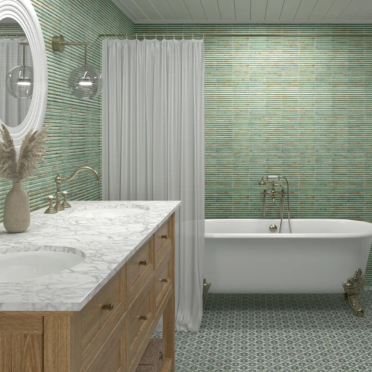 Lugano Aquamarine Ceramic Tile 15 x 30cm-Delforno