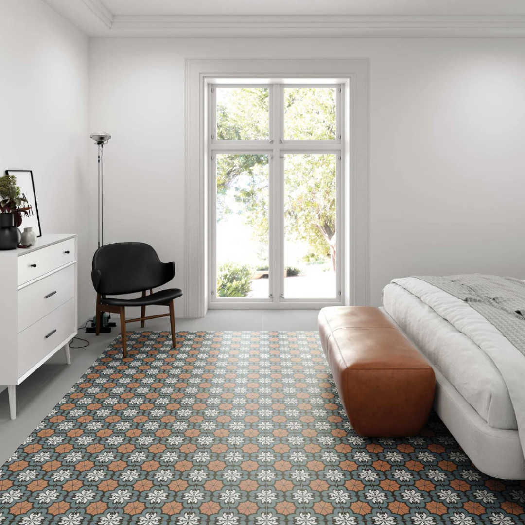 Sync Flower Blue Porcelain Tile 15 x 15cm-Delforno
