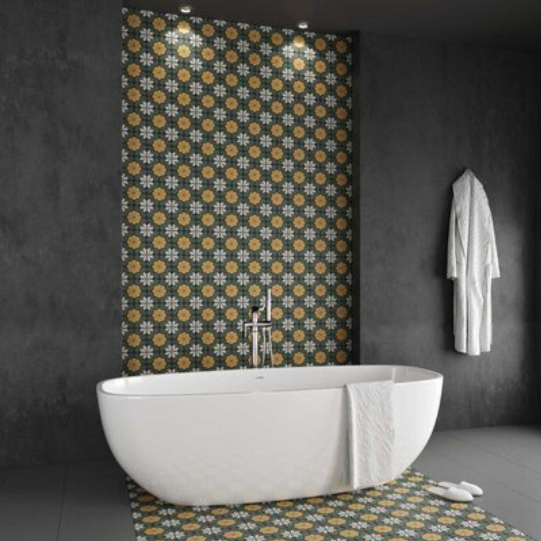 Sync Flower Green Porcelain Tile 15 x 15cm-Delforno