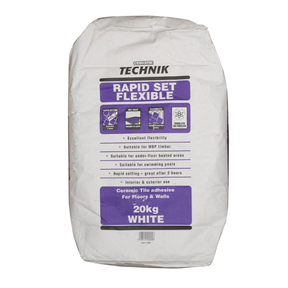 Technik Rapid Set Flexible White Tile Adhesive 20kg-Delforno
