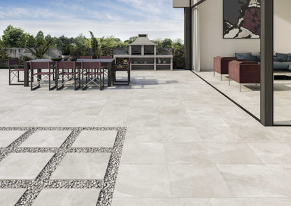 Inside Out Collection: Rockstone White Slab Porcelain Tile 20mm-Delforno Tiles & Timber-Delforno
