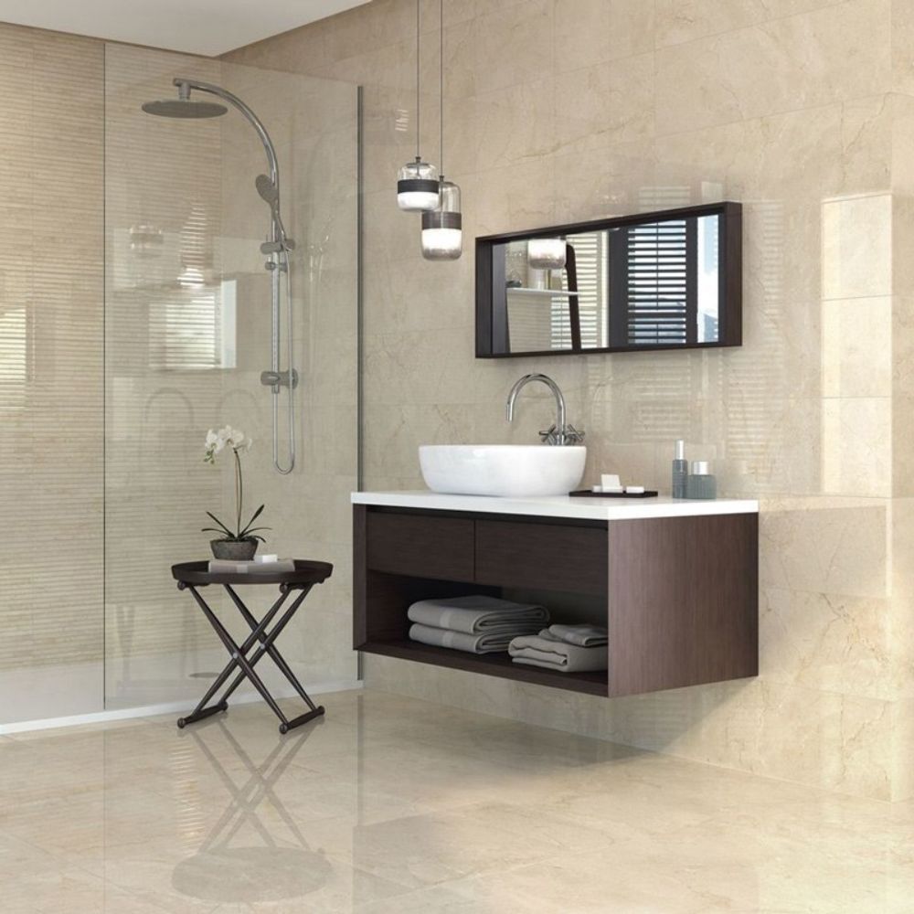 Atessa Marfil Brillo Marble Effect Porcelain Tile 45cm x 45cm-Delforno